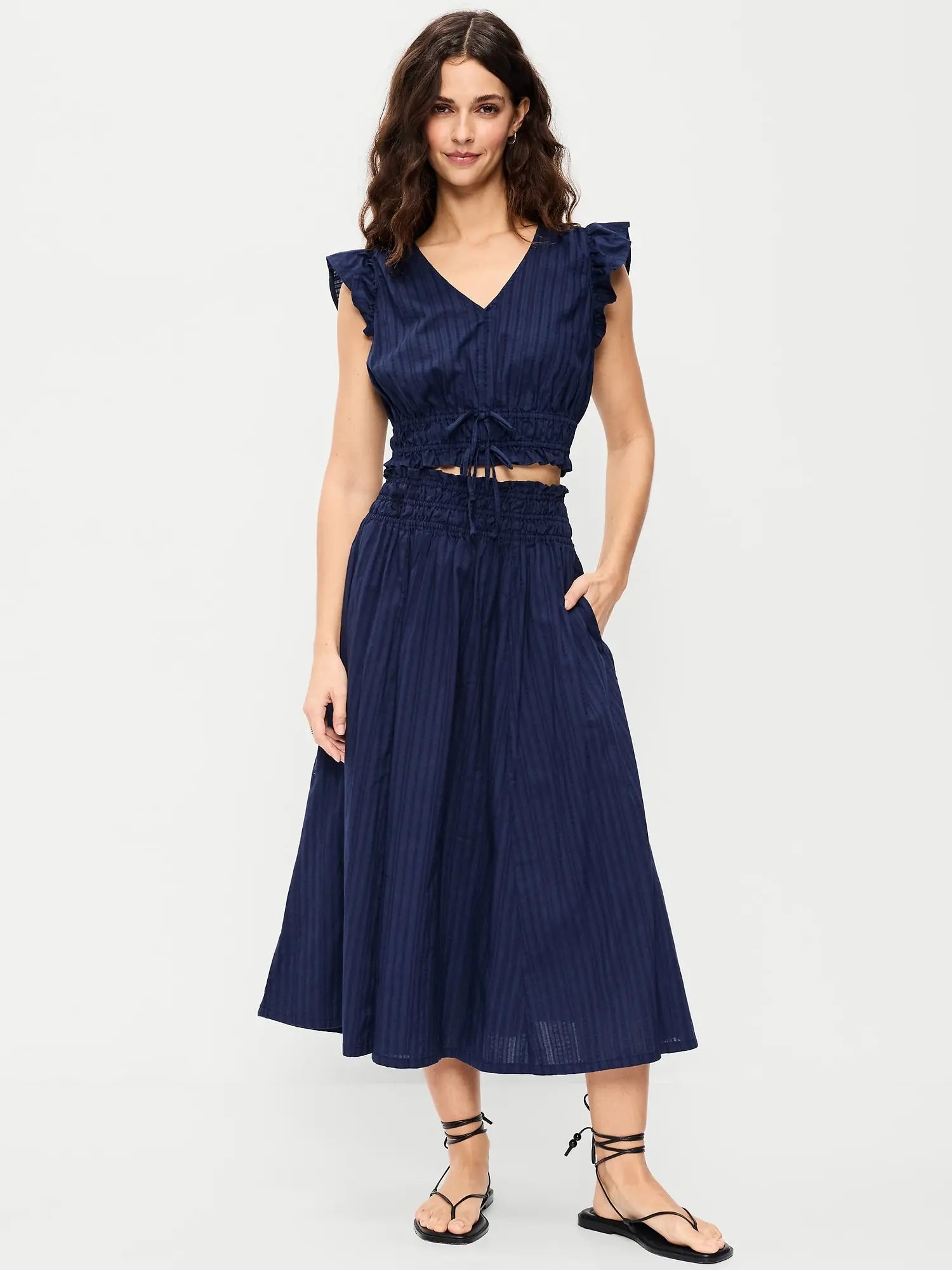 Old Navy Women'S Smocked-Waist Midi Skirt