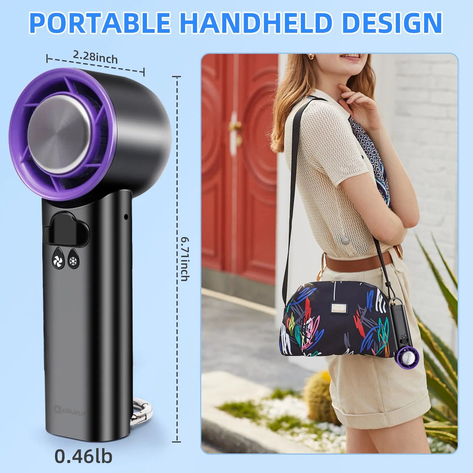 Portable Handheld High Speed Fan 100 Adjustable Levels Foldable for Summer Travel Vacation Essentials& Outdoor Activities Cool Fan