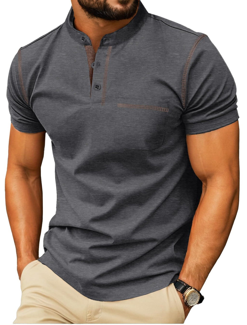 Sailwind Mens Henley Shirts Short Sleeve Summer Casual Classic Cotton