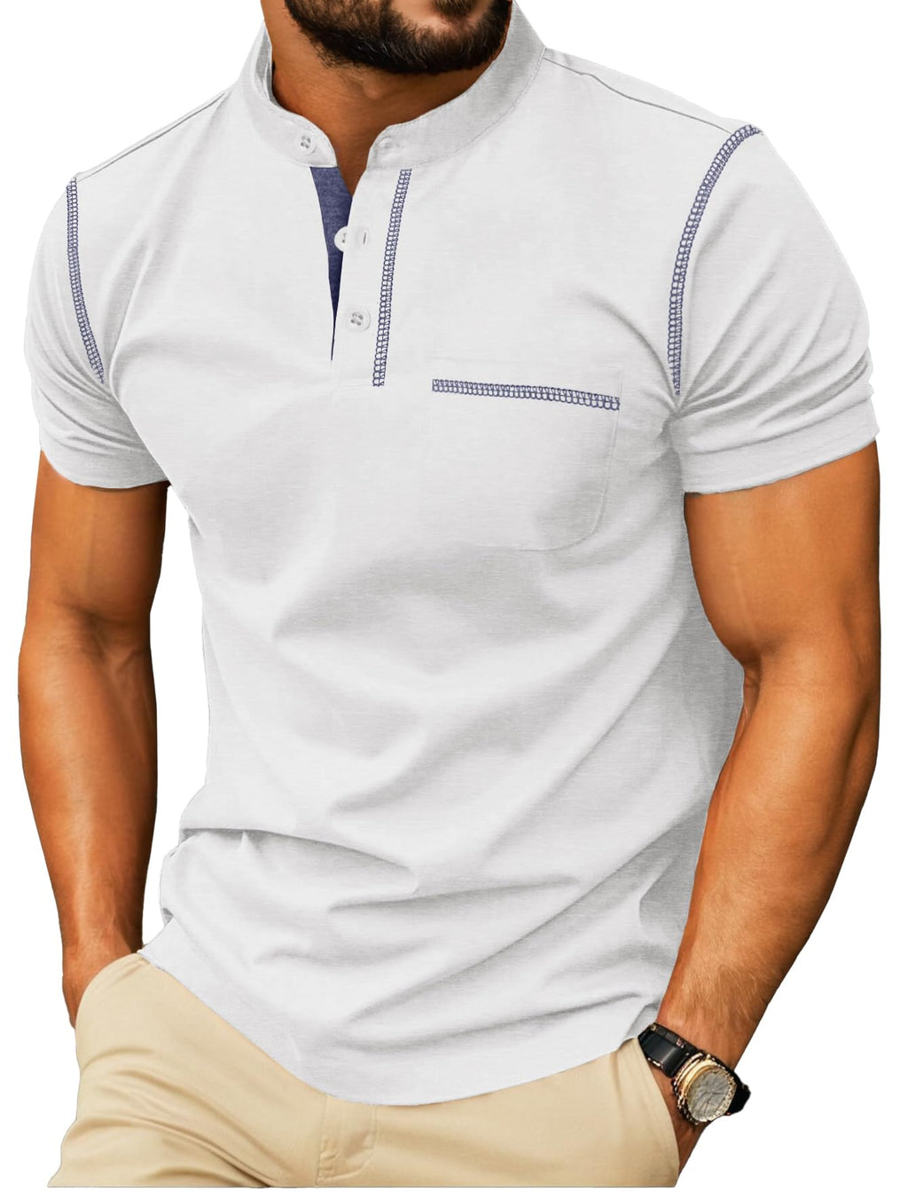 Sailwind Mens Henley Shirts Short Sleeve Summer Casual Classic Cotton