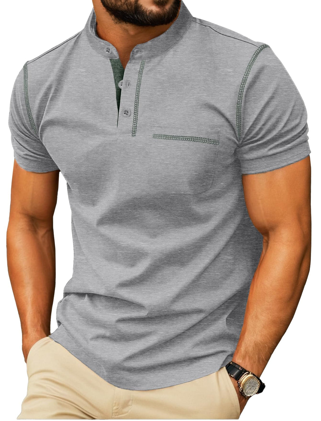 Sailwind Mens Henley Shirts Short Sleeve Summer Casual Classic Cotton