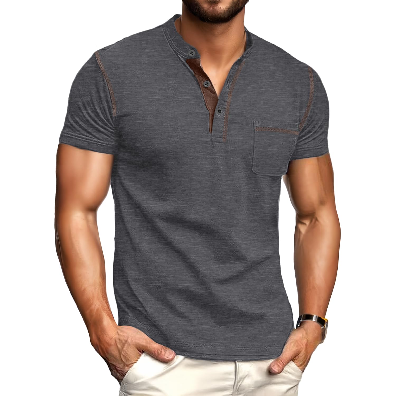Sailwind Mens Henley Shirts Short Sleeve Summer Casual Classic Cotton