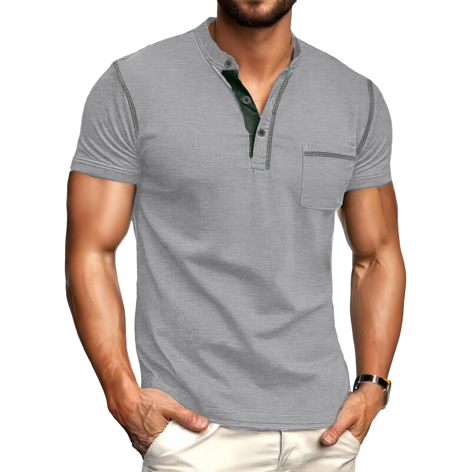 Sailwind Mens Henley Shirts Short Sleeve Summer Casual Classic Cotton