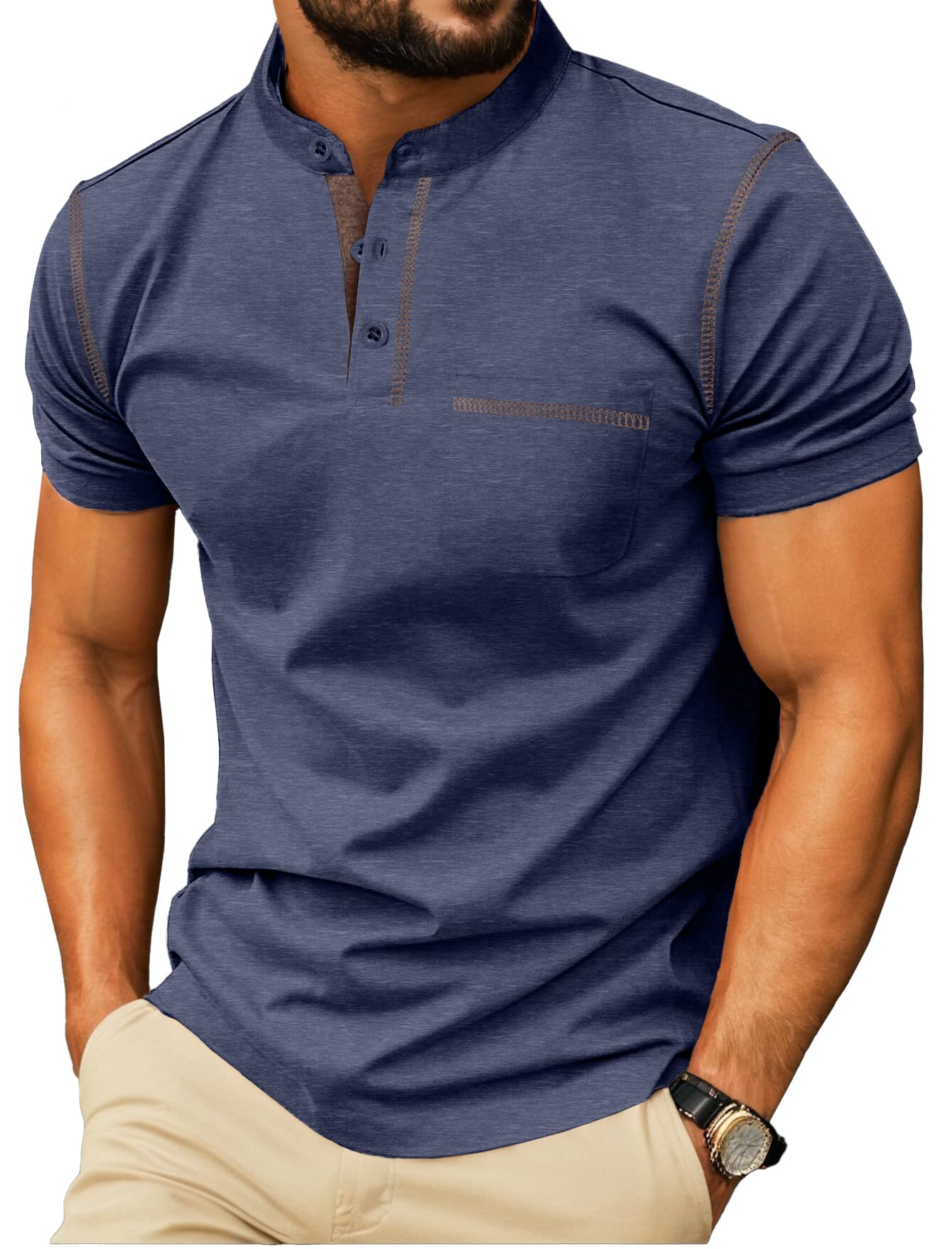 Sailwind Mens Henley Shirts Short Sleeve Summer Casual Classic Cotton