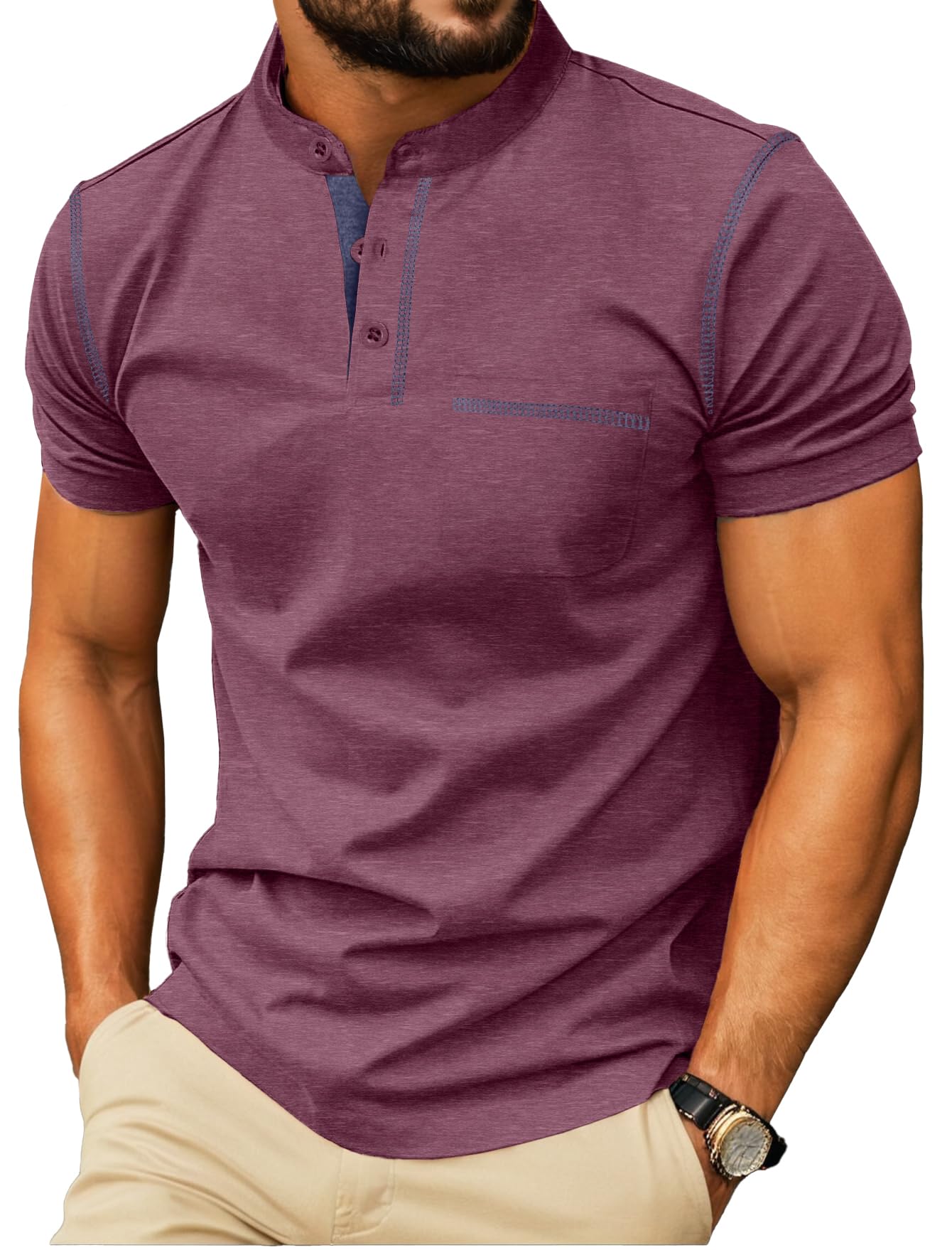 Sailwind Mens Henley Shirts Short Sleeve Summer Casual Classic Cotton