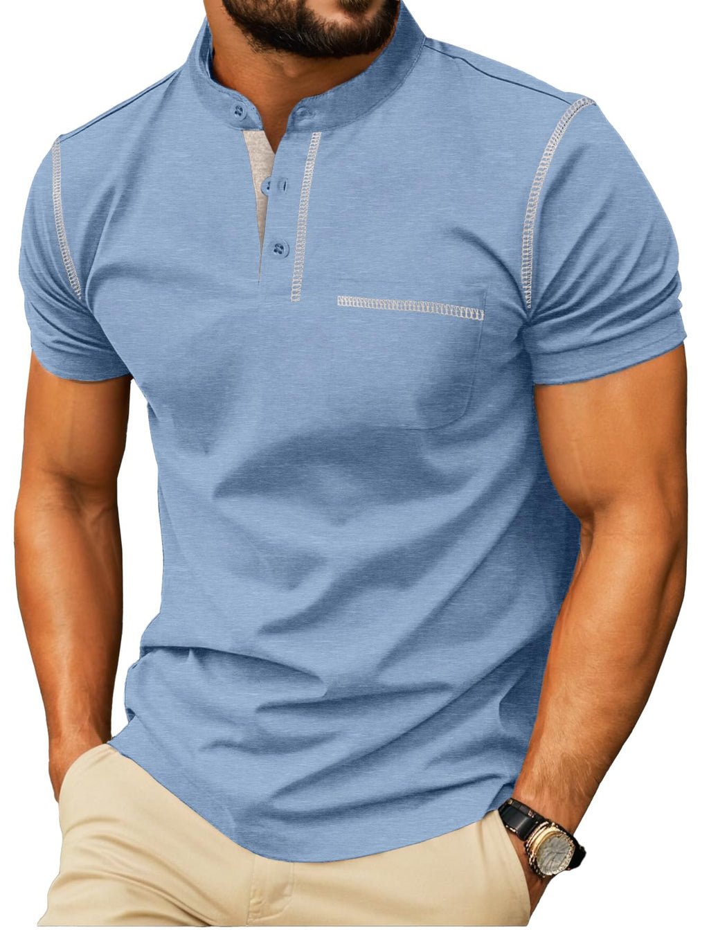 Sailwind Mens Henley Shirts Short Sleeve Summer Casual Classic Cotton