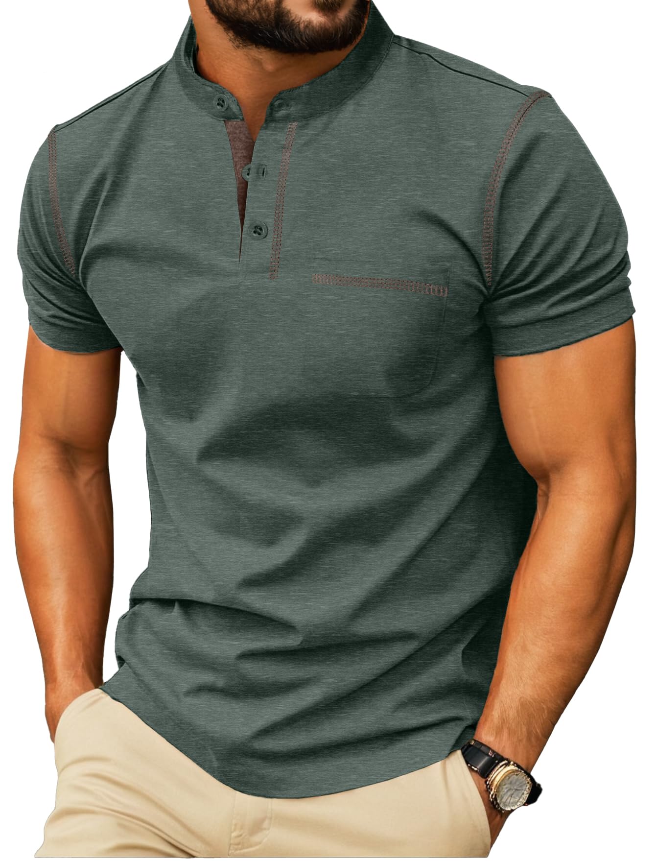 Sailwind Mens Henley Shirts Short Sleeve Summer Casual Classic Cotton