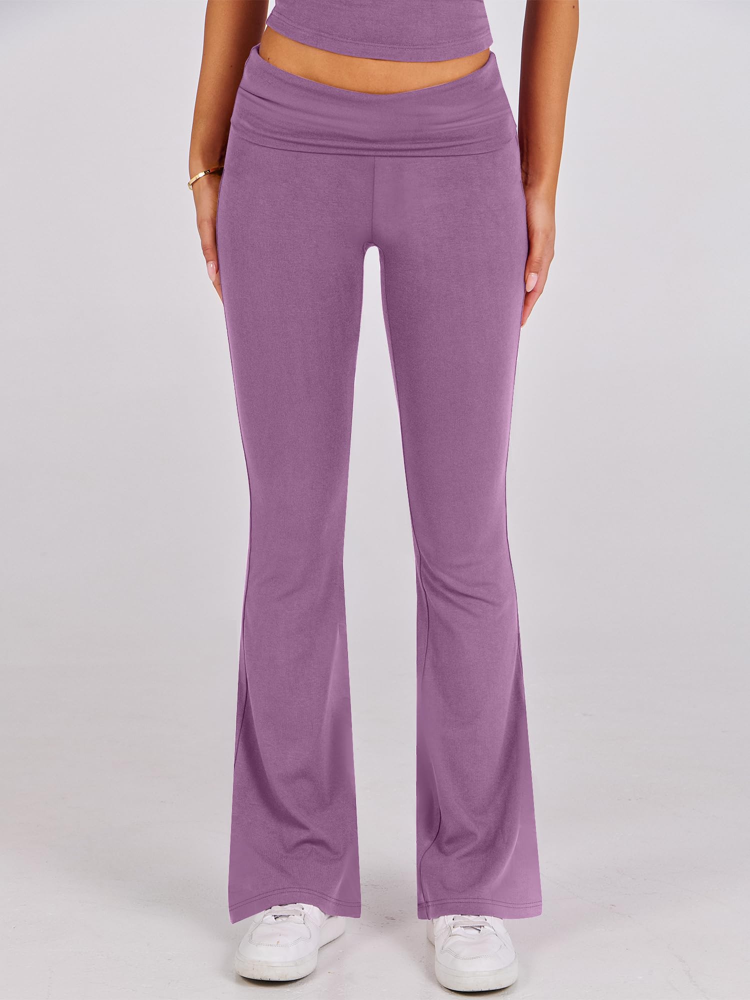 ANRABESS Lounge Sets for Women 2 Piece Foldover Yoga Flare Leggings Pants