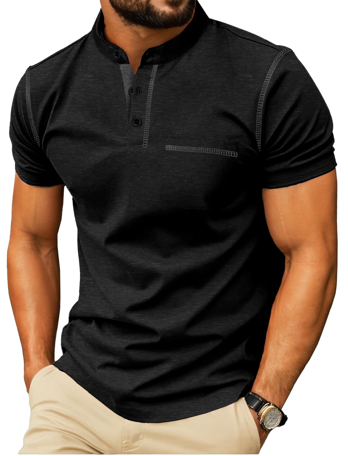 Sailwind Mens Henley Shirts Short Sleeve Summer Casual Classic Cotton