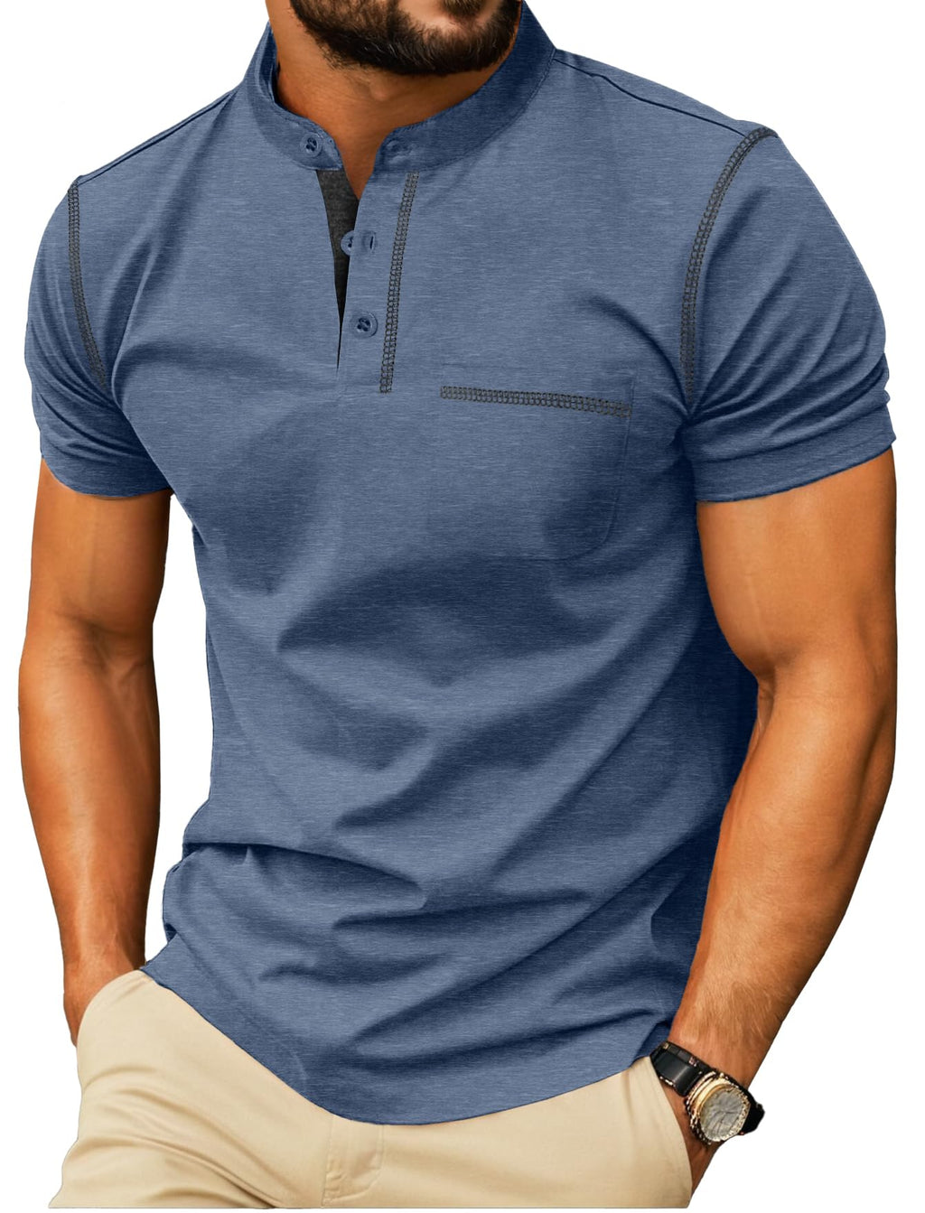 Sailwind Mens Henley Shirts Short Sleeve Summer Casual Classic Cotton