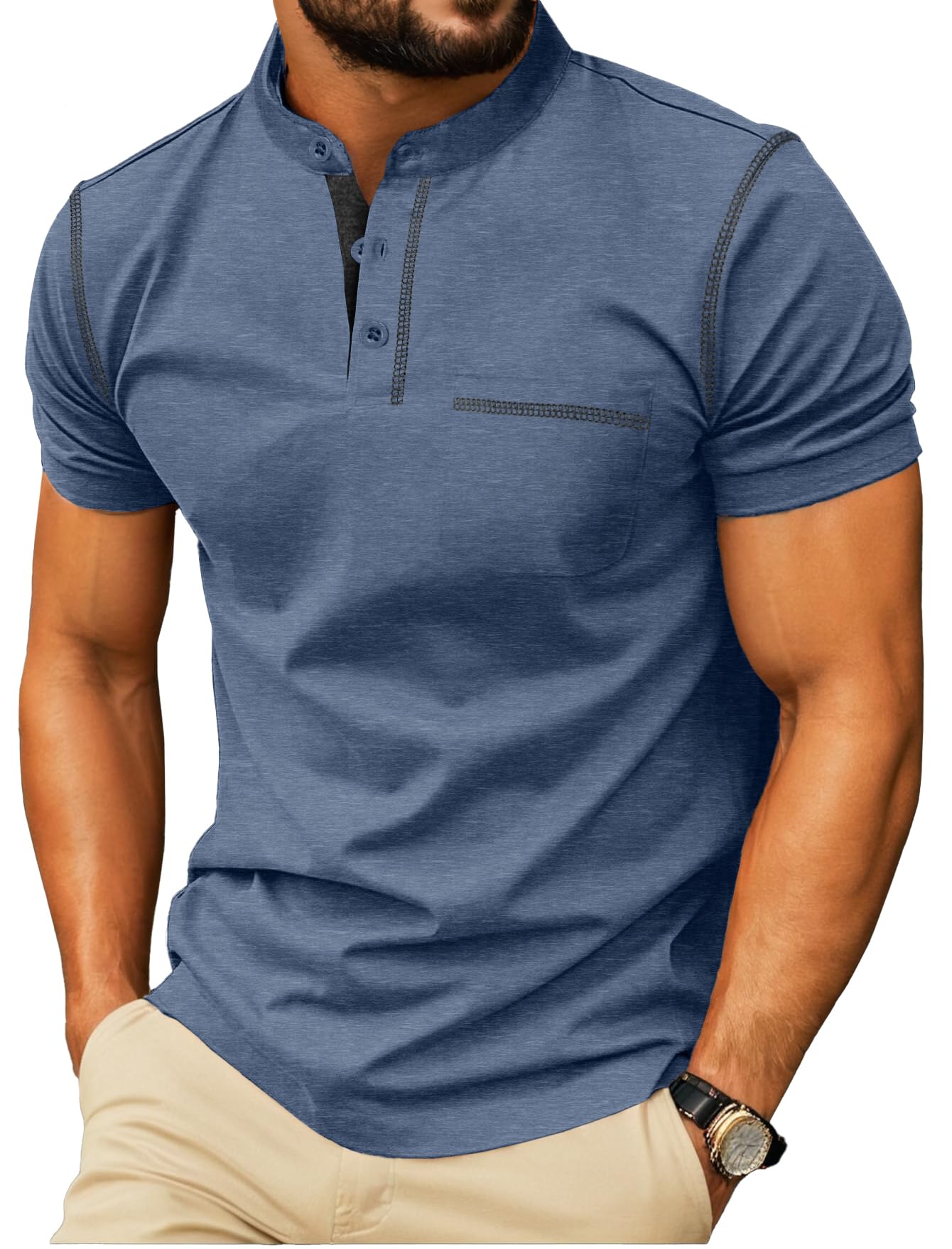 Sailwind Mens Henley Shirts Short Sleeve Summer Casual Classic Cotton