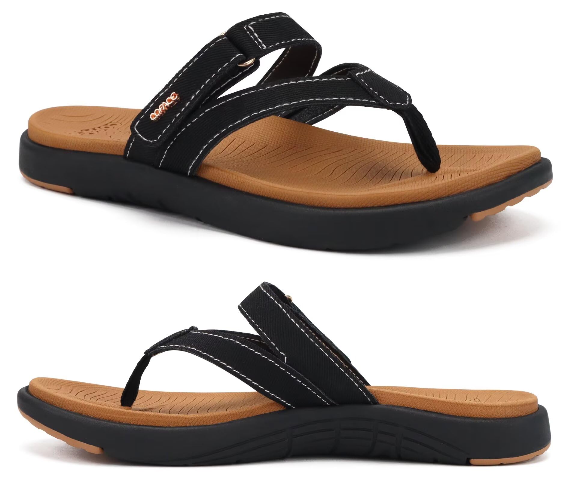 COFACE Womens Fashion Orthotic Flip Flops Ladies Slip On Lightweight Athletic Yoga Mat Cushion Thong Sandals With Comfortable Plantar Fasciitis Arch Support