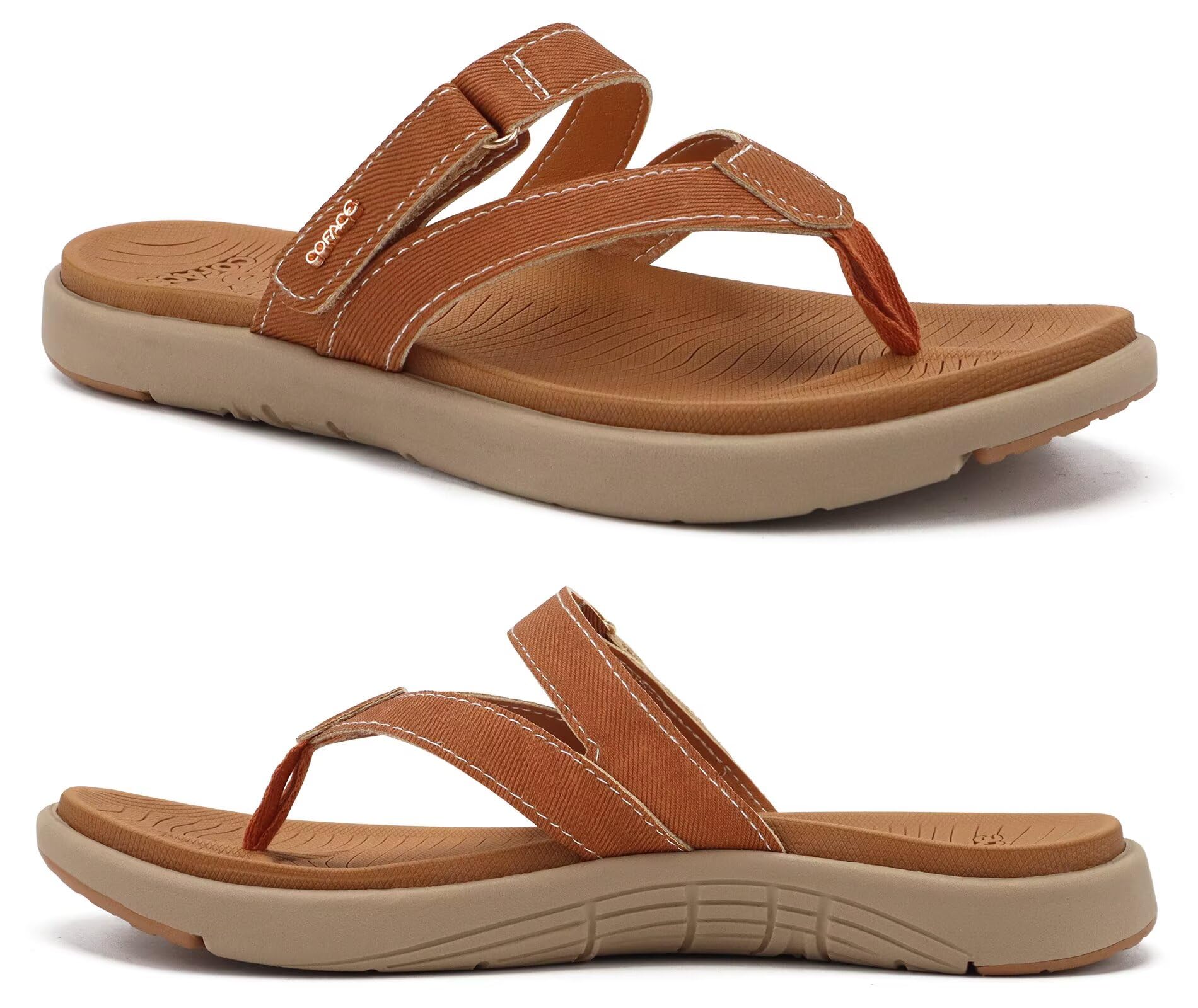 COFACE Womens Fashion Orthotic Flip Flops Ladies Slip On Lightweight Athletic Yoga Mat Cushion Thong Sandals With Comfortable Plantar Fasciitis Arch Support