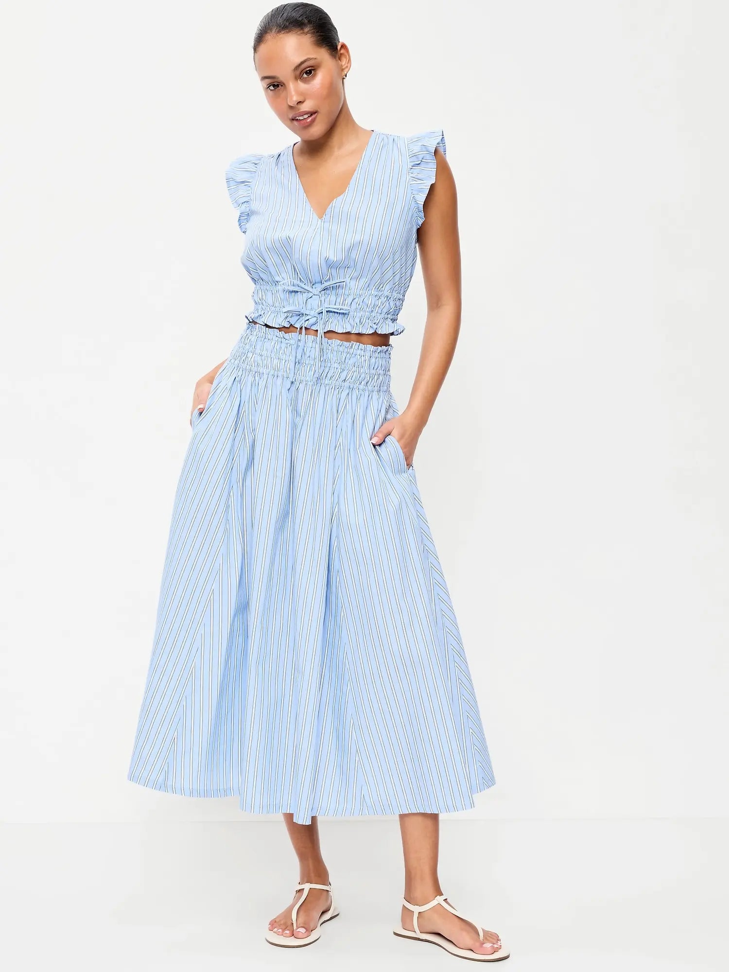 Old Navy Women'S Smocked-Waist Midi Skirt