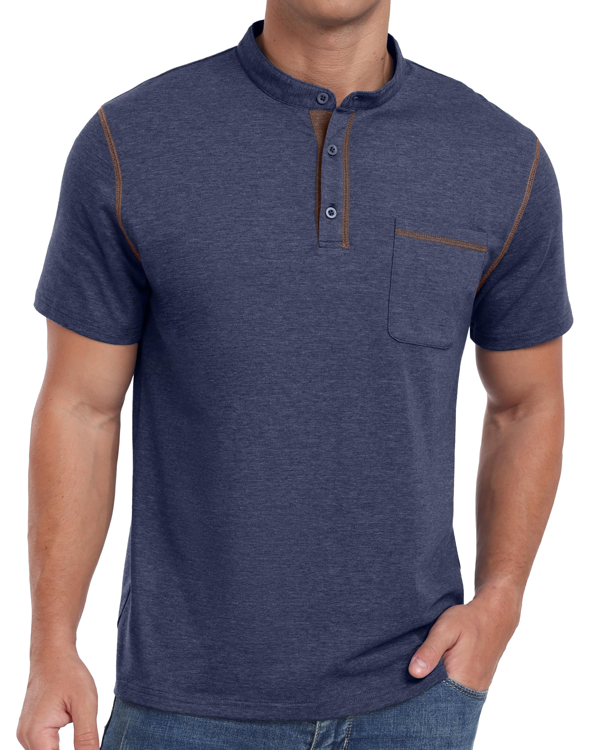 Sailwind Mens Henley Shirts Short Sleeve Summer Casual Classic Cotton