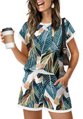 WIHOLL Two Piece Sets for Women Summer Lounge Short Sets Cap Sleeve Crew Neck
