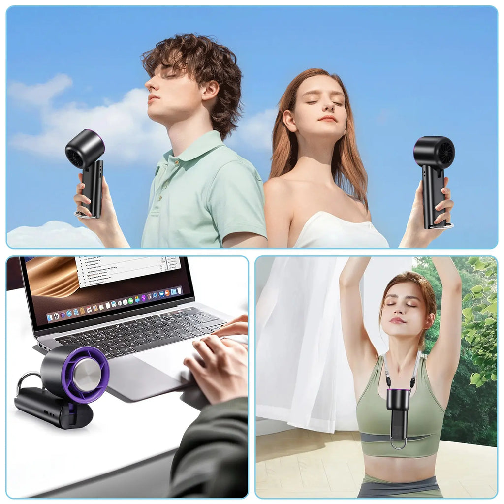 Portable Handheld High Speed Fan 100 Adjustable Levels Foldable for Summer Travel Vacation Essentials& Outdoor Activities Cool Fan