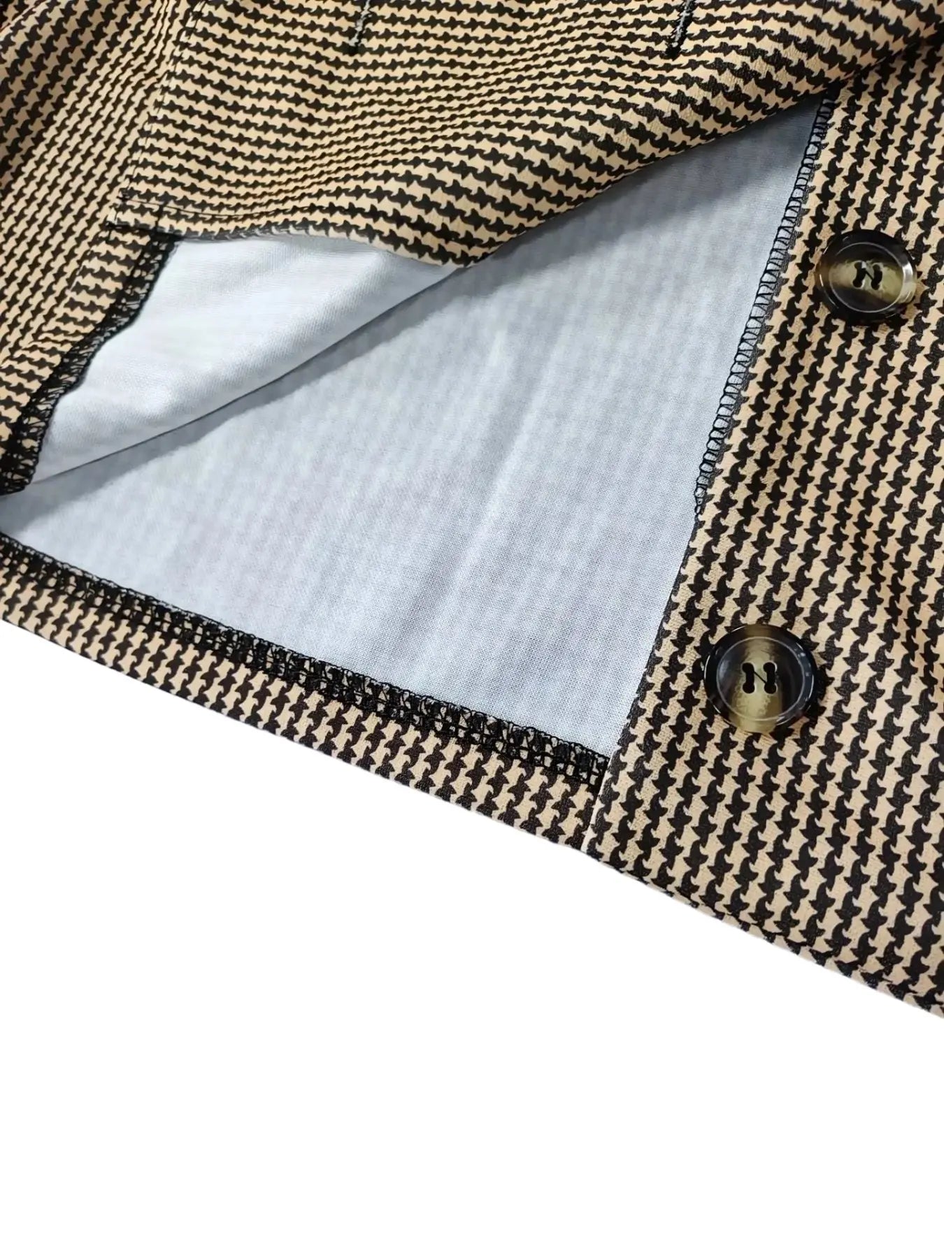 Women'S Plaid Houndstooth Button Front Dress, Sleeveless Fitted Mini Dress with Pockets, Elegant Straight Tube Top, Vintage Style, Fall & Winter Fashion, Casual Wear