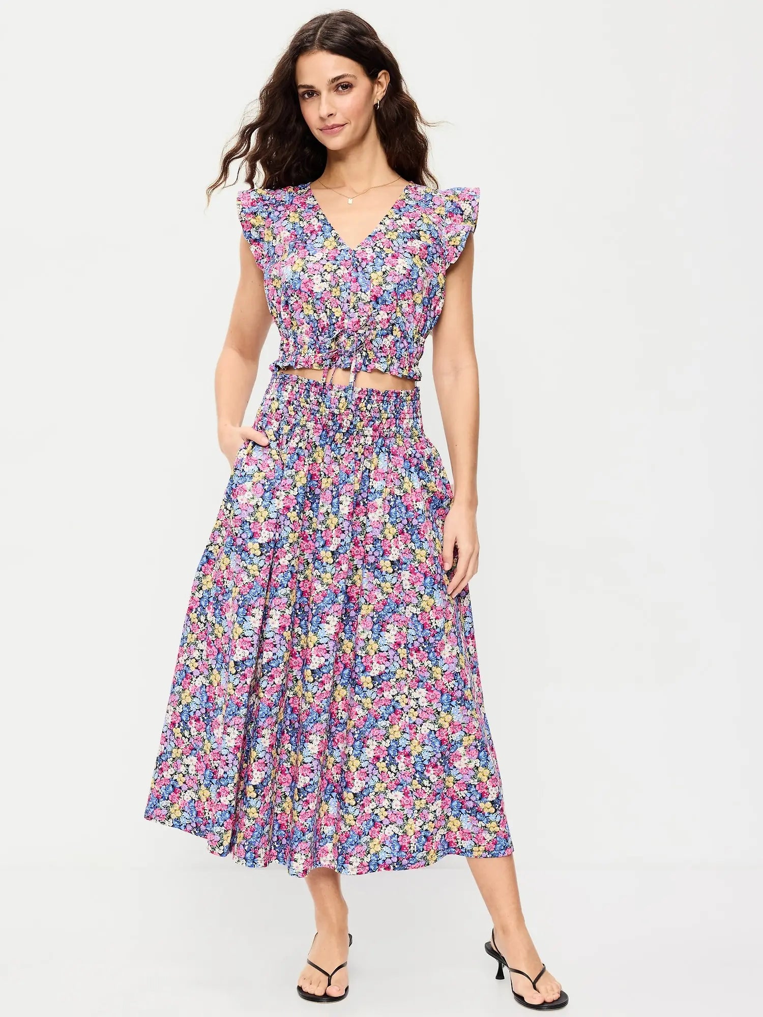 Old Navy Women'S Smocked-Waist Midi Skirt