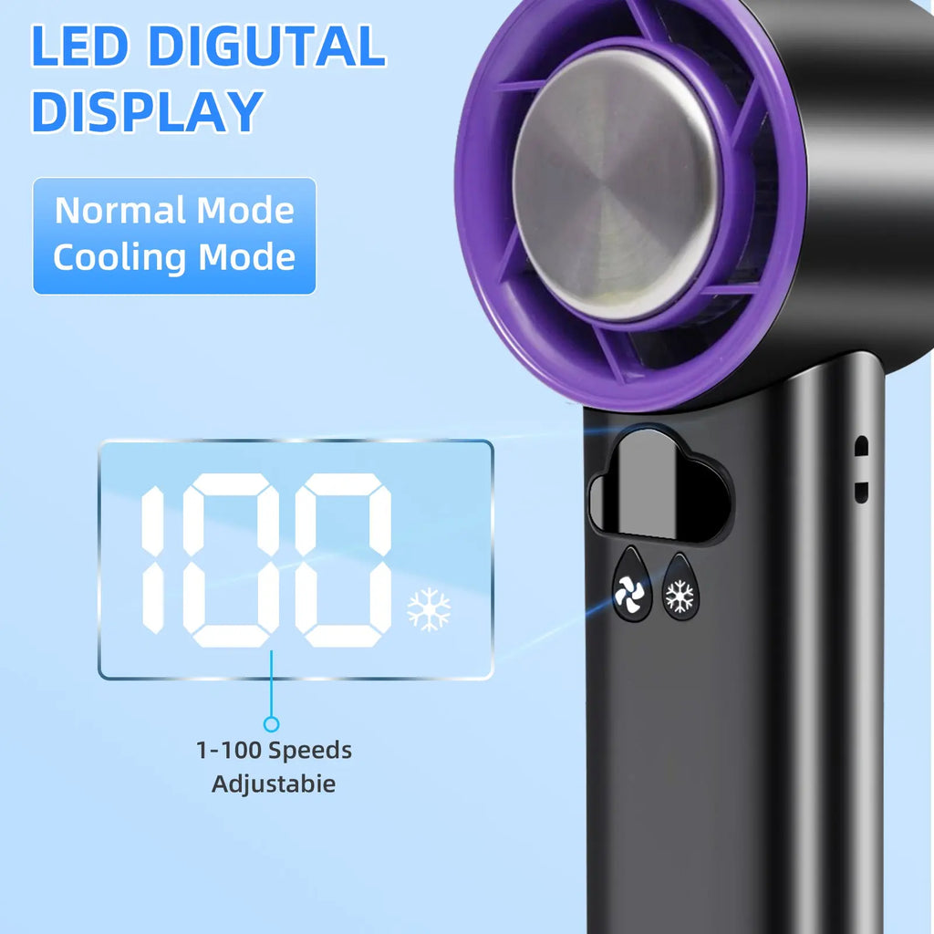 Portable Handheld High Speed Fan 100 Adjustable Levels Foldable for Summer Travel Vacation Essentials& Outdoor Activities Cool Fan