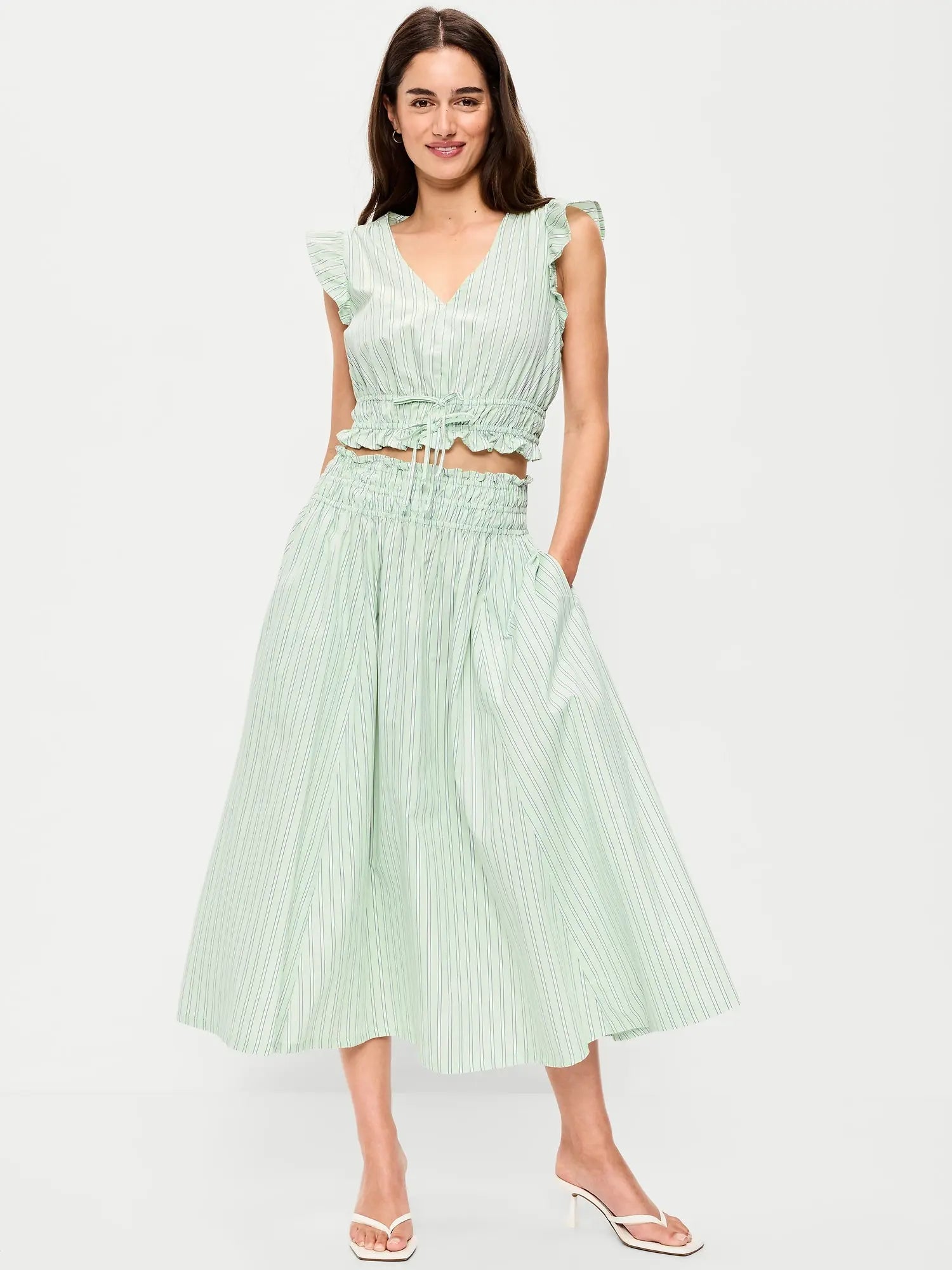 Old Navy Women'S Smocked-Waist Midi Skirt